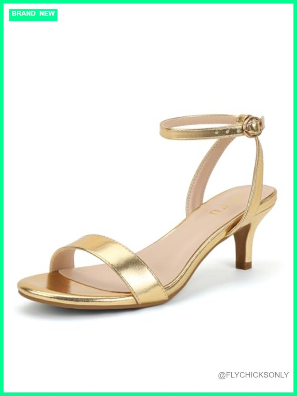 Women's Kitten Heel Sandals Open Toe Ankle Strap Low Heel Dressy Shoes